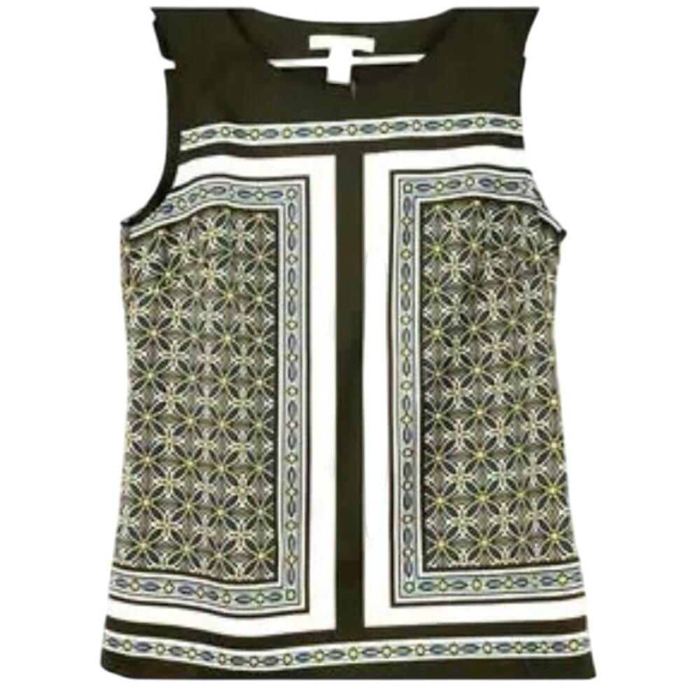 LOFT Art Deco Patterned Sleeveless Blouse Size 10